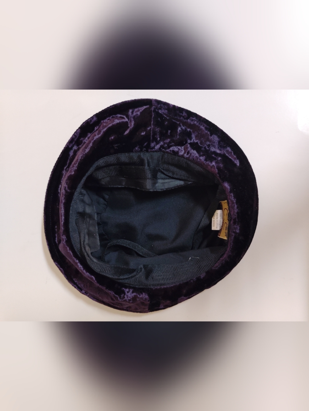 Velvet Floral Accent Cloche Hat in Deep Purple - Picture 5 of 10
